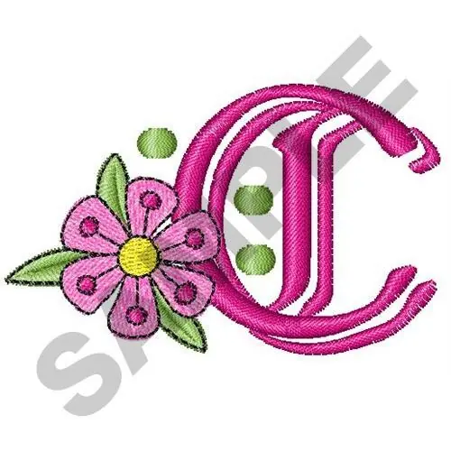 UPPER CASE C Embroidery Design Worldwide Shipping