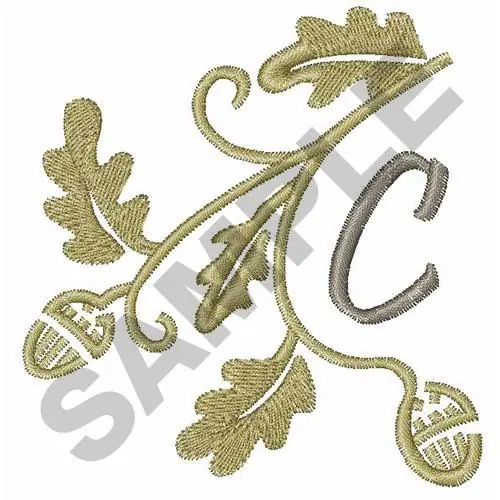 OAK LEAF UPPER CASE C Embroidery Design Trending
