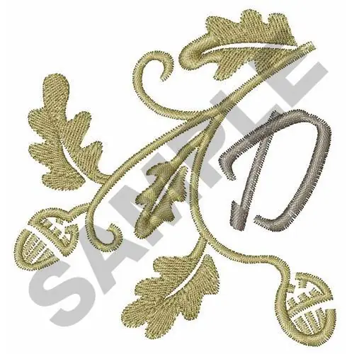 Viral OAK LEAF UPPER CASE D Embroidery Design