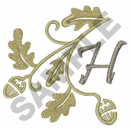 Factory Price OAK LEAF UPPER CASE H Embroidery Design