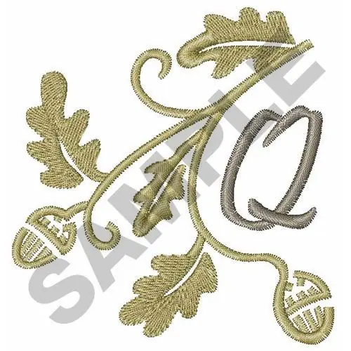 Big Sale OAK LEAF UPPER CASE Q Embroidery Design