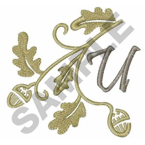 OAK LEAF UPPER CASE U Embroidery Design Sale
