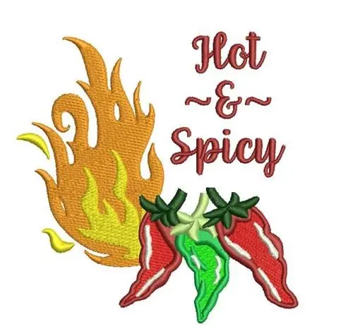 HOT AND SPICY Embroidery Design Modern
