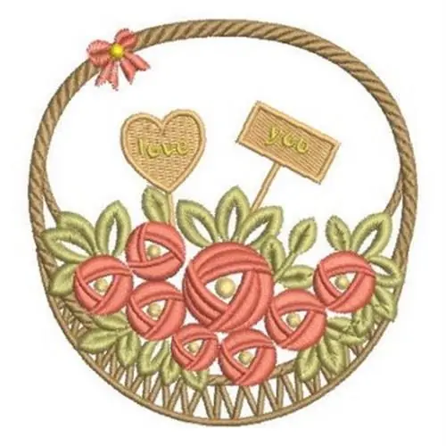 Save Now Heirloom Rose Basket Embroidery Design