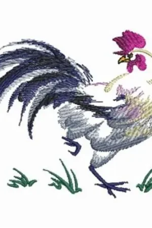Brush Painting Rooster Embroidery Design Affordable