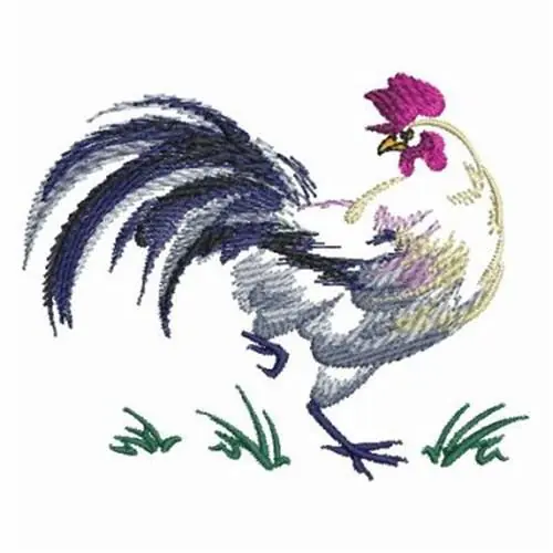 Brush Painting Rooster Embroidery Design Affordable