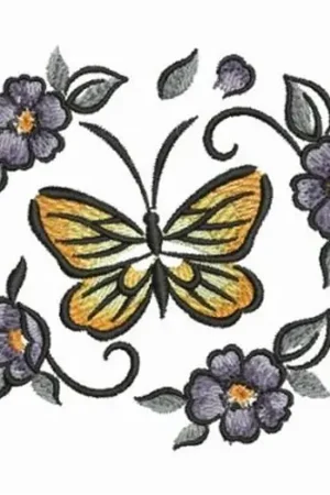 Authentic Brush Painting Butterfly Embroidery Design