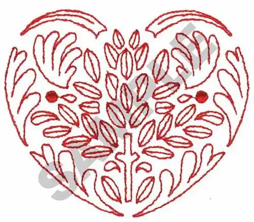 Secure Checkout REDWORK HEART Embroidery Design