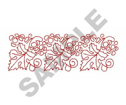 Don’t Miss Out REDWORK GRAPES & LEAVES Embroidery Design