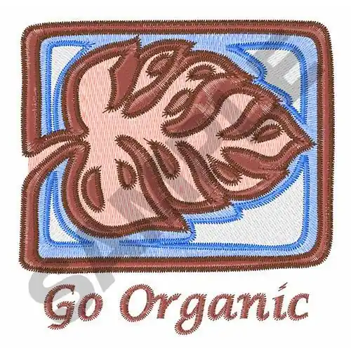 GO ORGANIC Embroidery Design Brand New