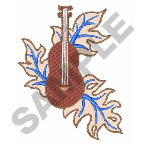 PACIFIC ISLAND LEAF GUITAR Embroidery Design Viral