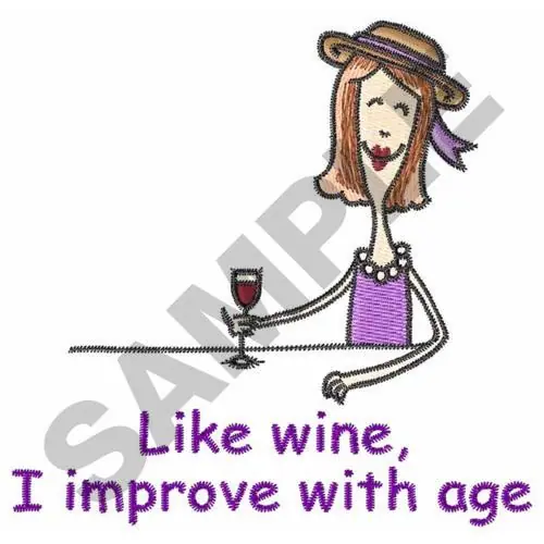 Reduced Price LADY DRINKING WINE Embroidery Design