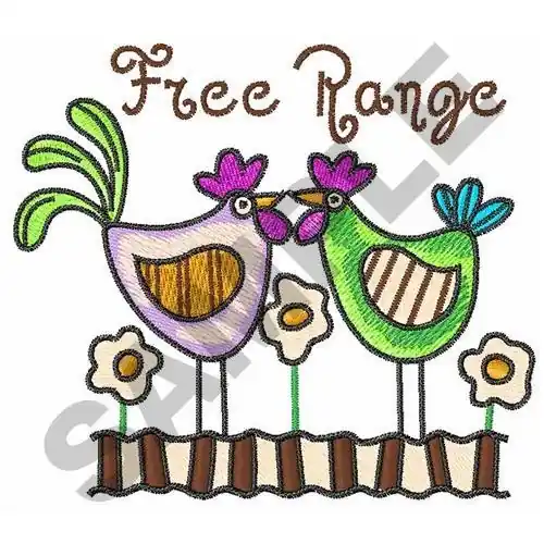 Wholesale FREE RANGE CHICKENS Embroidery Design