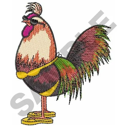 ROOSTER IN A BIKINI Embroidery Design Hassle-Free Returns