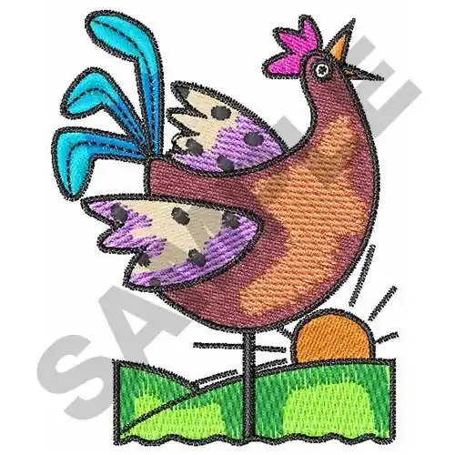 ROOSTER CROWING Embroidery Design Handmade