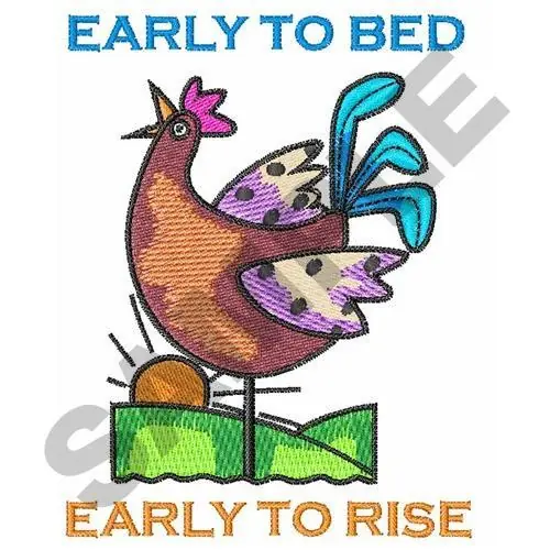 Reduced Price EARLY TO BED Embroidery Design