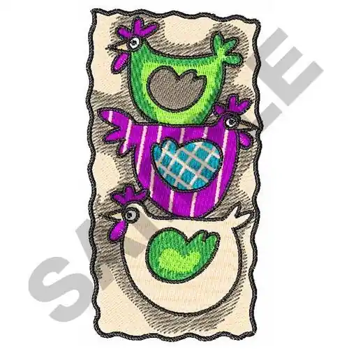 Certified STACKED CHICKENS Embroidery Design