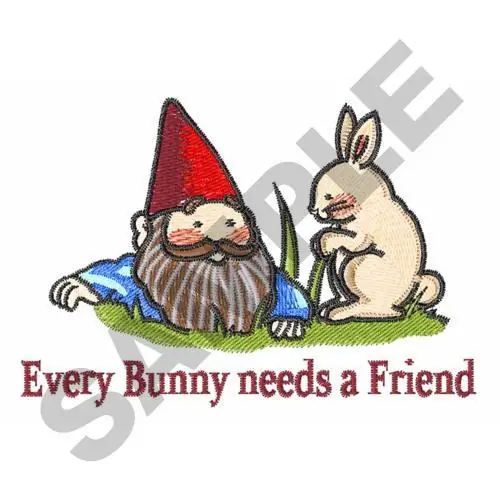 GNOME WITH RABBIT Embroidery Design Wholesale