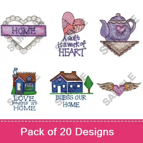 Save Now HOME & HEART I Embroidery design pack by Great Notions, Embroidery Packs on EmbroideryDesigns.com