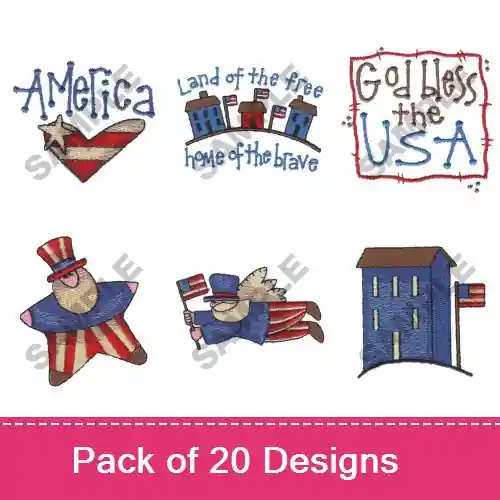 Exclusive AMERICANA II Embroidery design pack by Great Notions, Embroidery Packs on EmbroideryDesigns.com