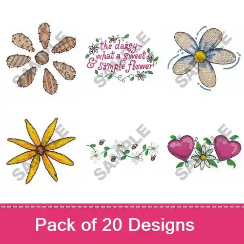 Don’t Miss Out DAISY CRAZY I Embroidery design pack by Great Notions, Embroidery Packs on EmbroideryDesigns.com