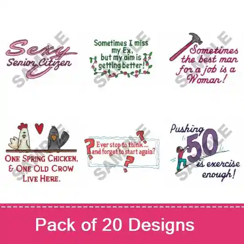 CUTE & FUNNY SAYINGS I Embroidery design pack by Great Notions, Embroidery Packs on EmbroideryDesigns.com Bargain