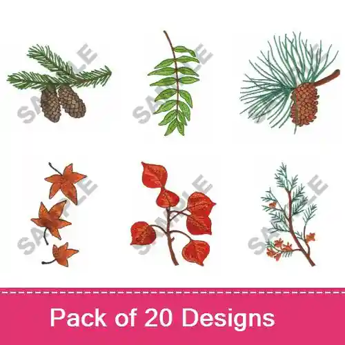 PRESSED LEAVES II Embroidery design pack by Great Notions, Embroidery Packs on EmbroideryDesigns.com Bargain