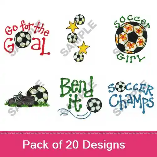 Free Shipping SOCCER II Embroidery design pack by Great Notions, Embroidery Packs on EmbroideryDesigns.com