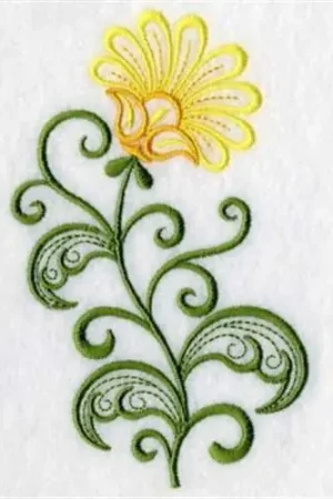 Authentic Yellow Jacobean Bloom Embroidery Design