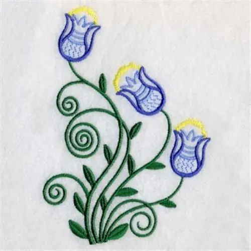 Money Back Guarantee Jacobean Blue Buds Embroidery Design