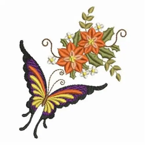 Trending Butterfly Floral Kiss Embroidery Design