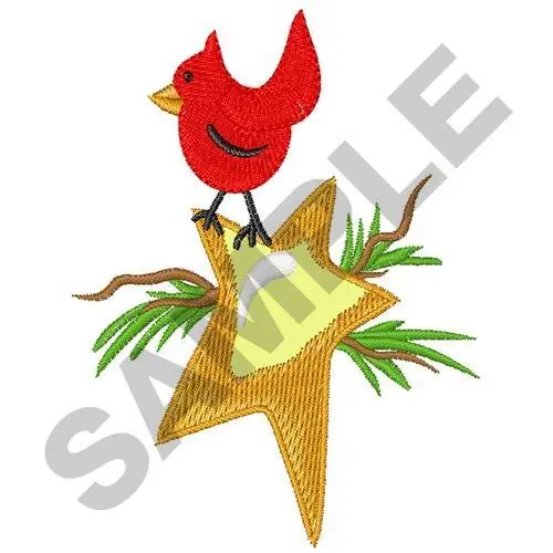 CARDINAL ON A STAR Embroidery Design Discount