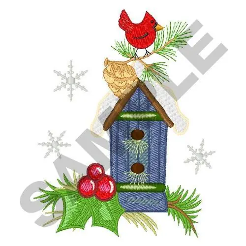 CARDINAL & SNOWFLAKES Embroidery Design Modern