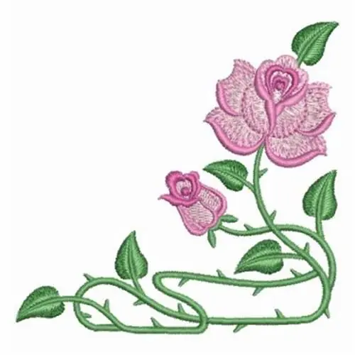 Genuine Art Nouveau Rose Corner Embroidery Design
