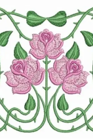 Art Nouveau Rose Square Embroidery Design Latest