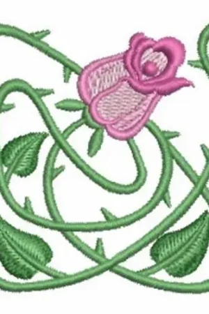 Authentic Art Nouveau Rose Bud Embroidery Design