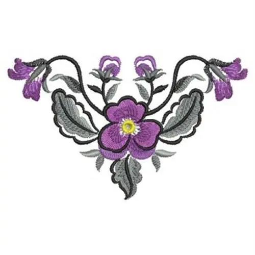 Certified Brush Paint Pansy Triangle Embroidery Design