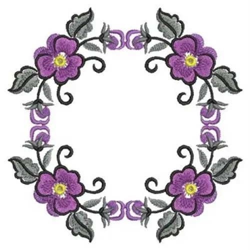 Weekend Sale Brush Paint Pansy Circle Embroidery Design