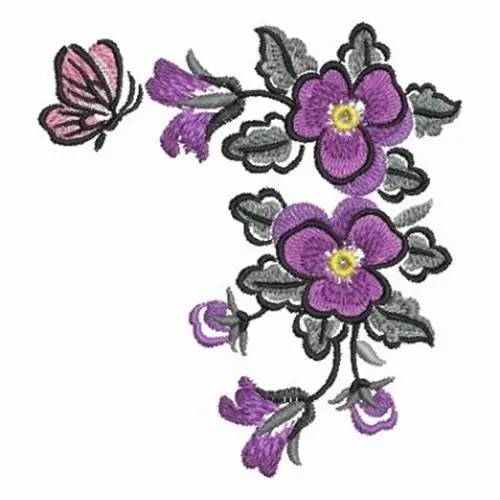 Painted Pansy Corner Embroidery Design Crafted