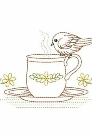 Buy Online Vintage Teacup Embroidery Design