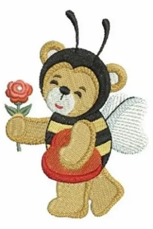 Bumblebee Valentine Bear Embroidery Design Deal