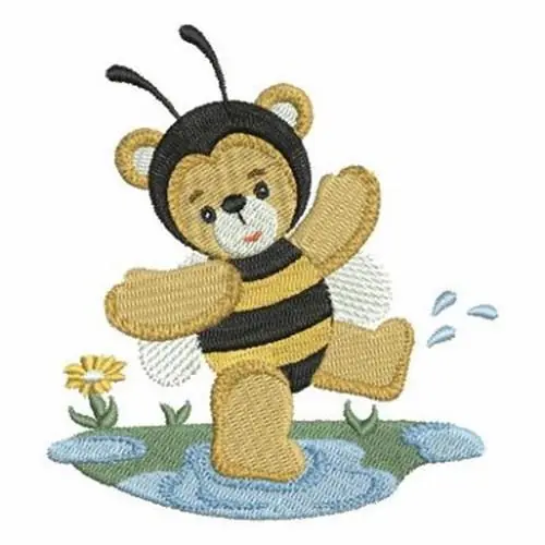 Save Now Splashing Bumblebee Bear Embroidery Design