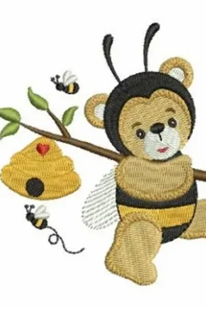 Beehive Bumblebee Bears Embroidery Design Latest