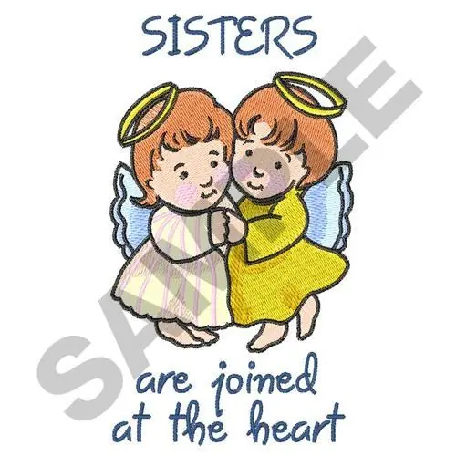 SISTERS ARE JOINED AT HEART Embroidery Design Flash Sale