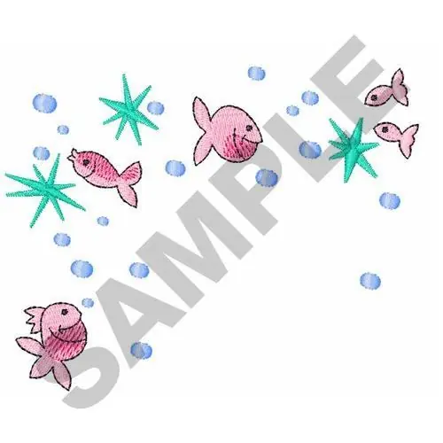 Modern FISHY CORNER BORDER Embroidery Design