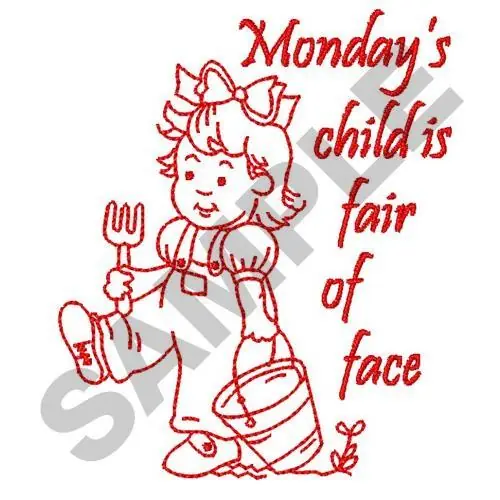 Free Shipping MONDAYS CHILD Embroidery Design