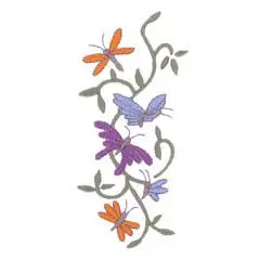 Authentic BUTTERFLIES AND VINE Embroidery Design