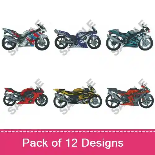 STREET BIKES I Embroidery design pack by Great Notions, Embroidery Packs on EmbroideryDesigns.com Wholesale