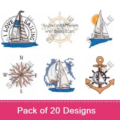 Fresh Stock NAUTICAL Embroidery design pack by Great Notions, Embroidery Packs on EmbroideryDesigns.com