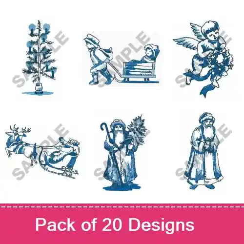 VICTORIAN BLUE CHRISTMAS Embroidery design pack by Great Notions, Embroidery Packs on EmbroideryDesigns.com Today Only